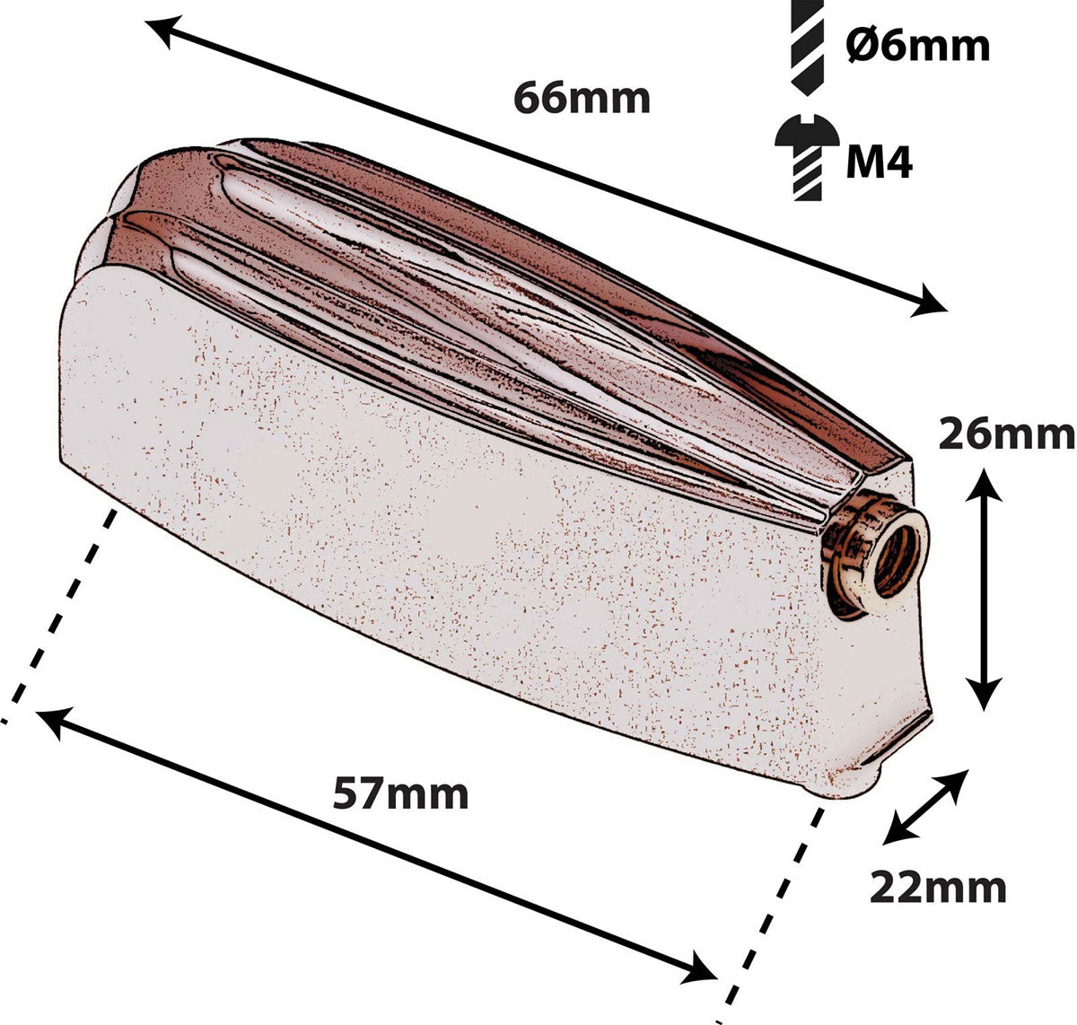 L23Bd-Co Bassdrum-Spannblok 57Mm Koper X1