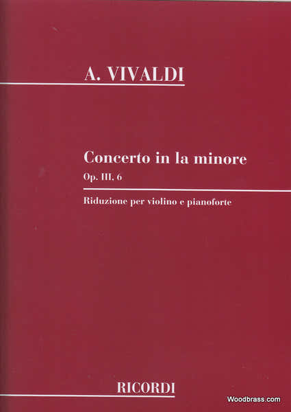Ricordi Vivaldi A. - Concerto In La Min. Op. Iii N. 6 Rv 356 - Violon Cordes Et Basse Continue