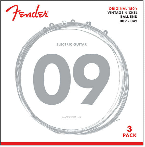 ORIGINAL 150 GUITAR STRINGS PURE NICKEL WOUND BALL END 150L .009-.042 GAUGES 3-PACK
