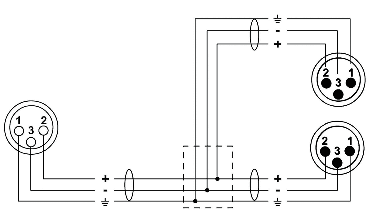 Y-Kabel XLR-Bus/2 XLR-Stekkers 30 CM