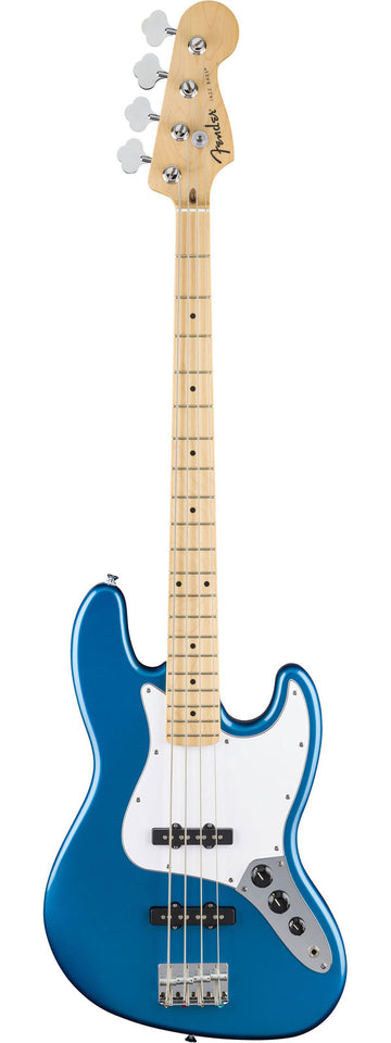 Standaard Jazz Bass MN witte slagplaat Aqua Marine Metallic
