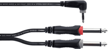 Y-kabel Haakse Stereo-mini-jack / 2 Mono-jacks 3 M