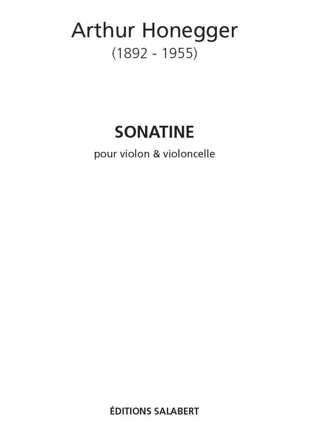 HONEGGER A. - Sonatine - Viool en cello