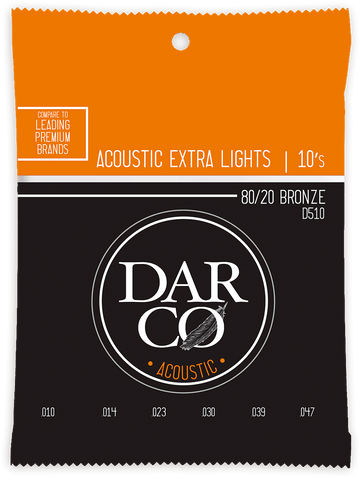 ACOUSTIC STRINGS 80/20 BRONZE DARCO ACOUSTIC EXTRA LIGHT SET 80/20