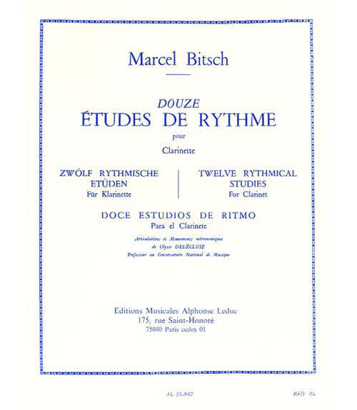 Leduc Bitsch M. - 12 Etudes De Rythme - Clarinette