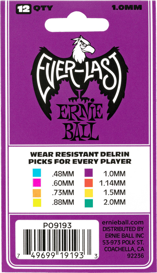 Plectrums Everlast Zakje van 12 Paars 1mm