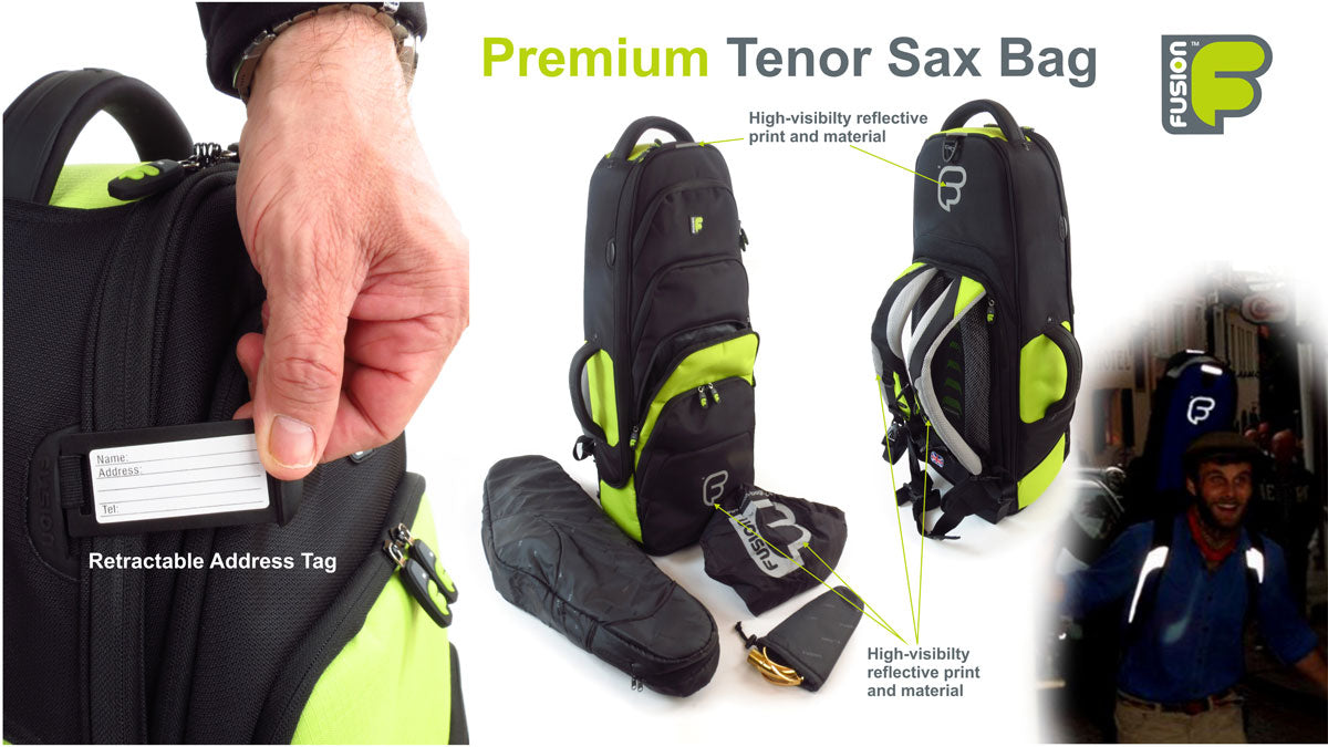 Premium Zwarte/Groene Tenorsaxofoonhoes