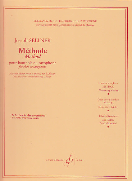 Sellner Joseph - Methode Vol.2 - Etudes Progressives - Pour Hautbois Ou Saxophone