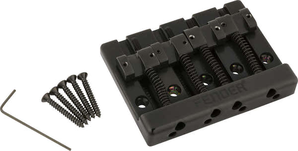 Fender HiMass 4-snarige basbrugassemblage met zinken zadels Zwart