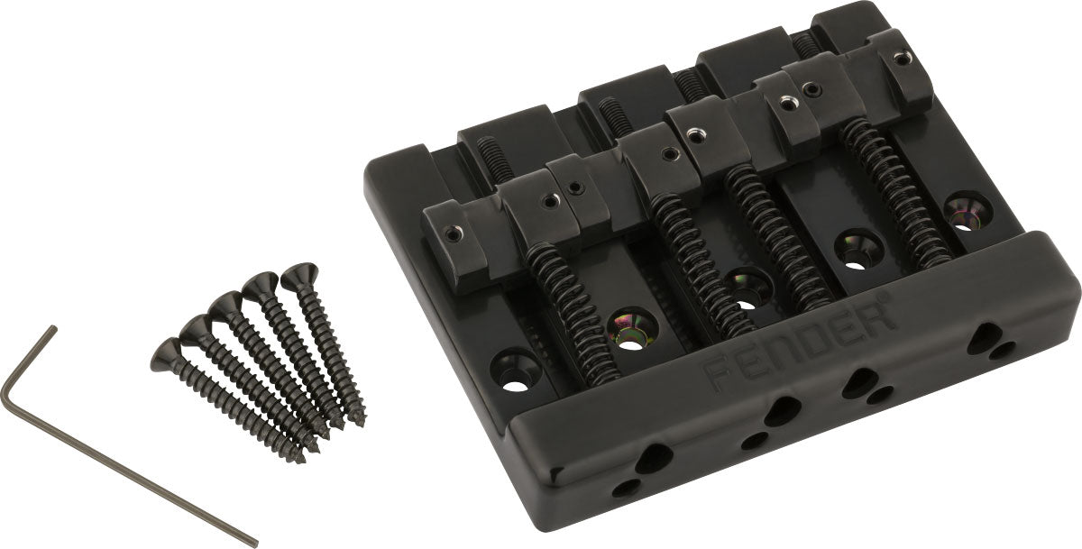 Fender HiMass 4-snarige basbrugassemblage met zinken zadels Zwart