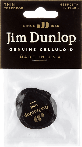 Dunlop 12 x Zwart druppelvormig plectrum dun