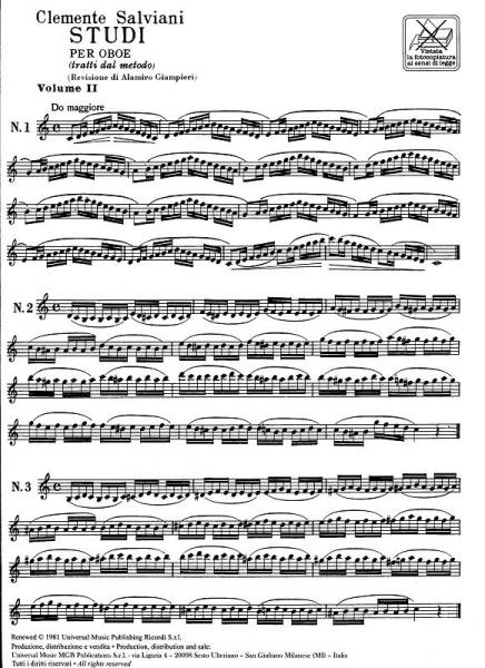 SALVIANI C. - STUDI PER OBOE (TRATTI DAL METODO). VOL. II