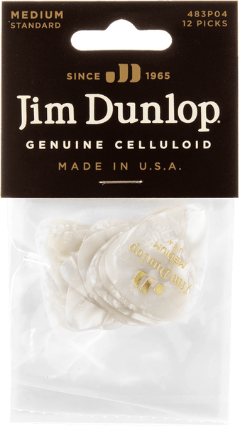Dunlop 12 x middelgrote plectrums van wit parelmoer celluloid