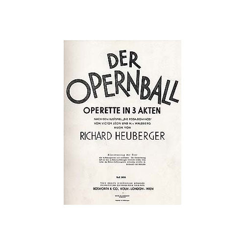 Bosworth Der Opernball Operette In 3 Akten