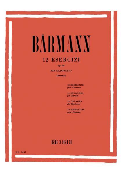 Ricordi Baermann J.H. - 12 Esercizi Op. 30 - Clarinette