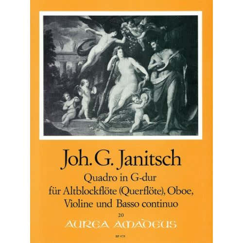 Janitsch J. G. - Quadro in G-Dur - Altblokfluit of Dwarsfluit Hobo Viool en Bc.