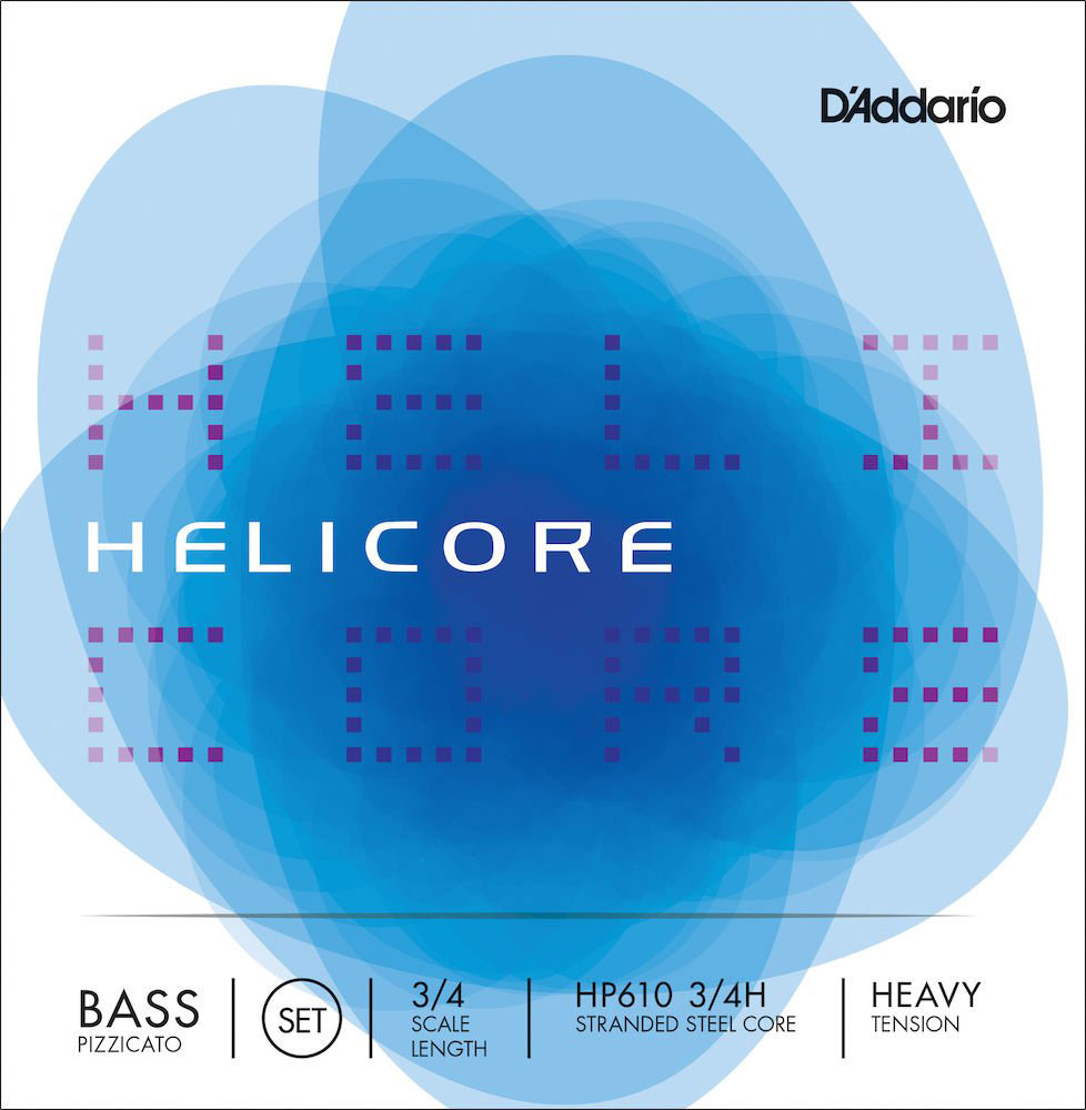 D'ADDARIO SET OF STRINGS FOR DOUBLE BASS PIZZICATO HELICORE 3/4 FRET FRETBOARD HEAVY TENSION