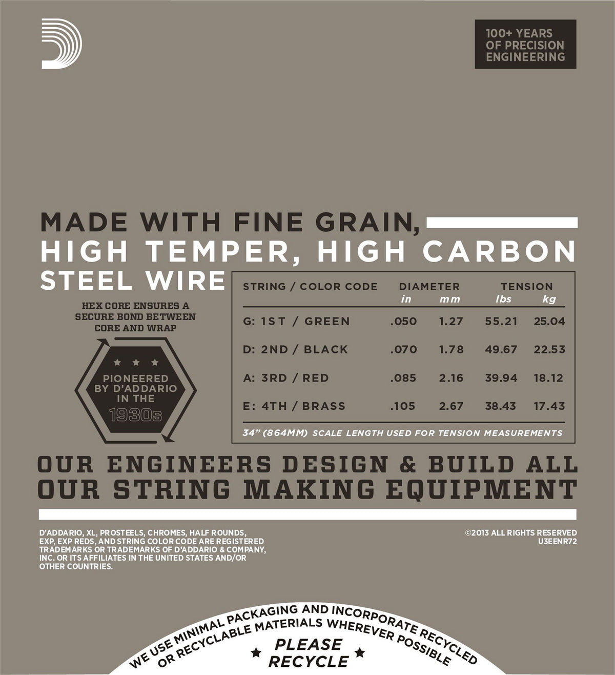 ENR72 Half Rounds Long Scale Medium 50-105