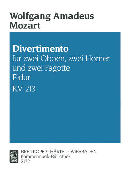 Edition Breitkopf Mozart W.a. - Divertimento F-dur KV 213
