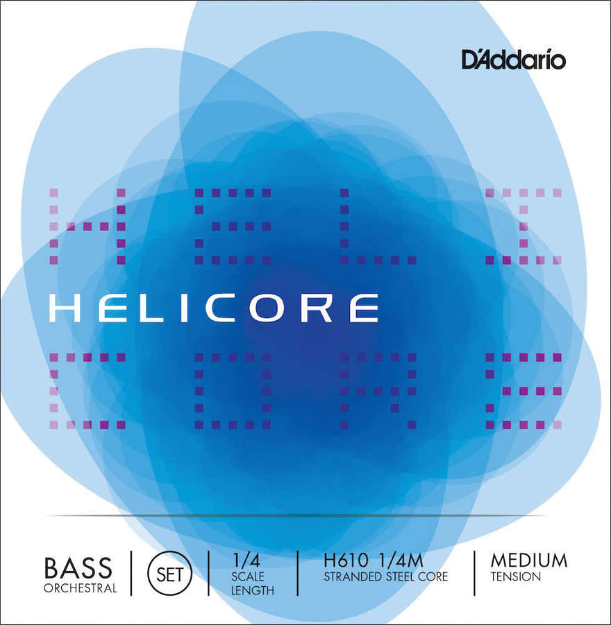 STRINGS SET FOR DOUBLE BASS ORCHESTRA HELICORE NECK 1/4 TENSION MEDIUM