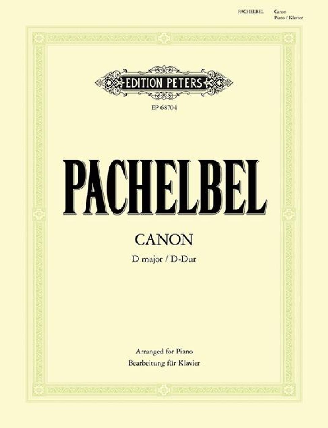 Edition Peters Johann Pachelbel - Canon In D Major - Piano