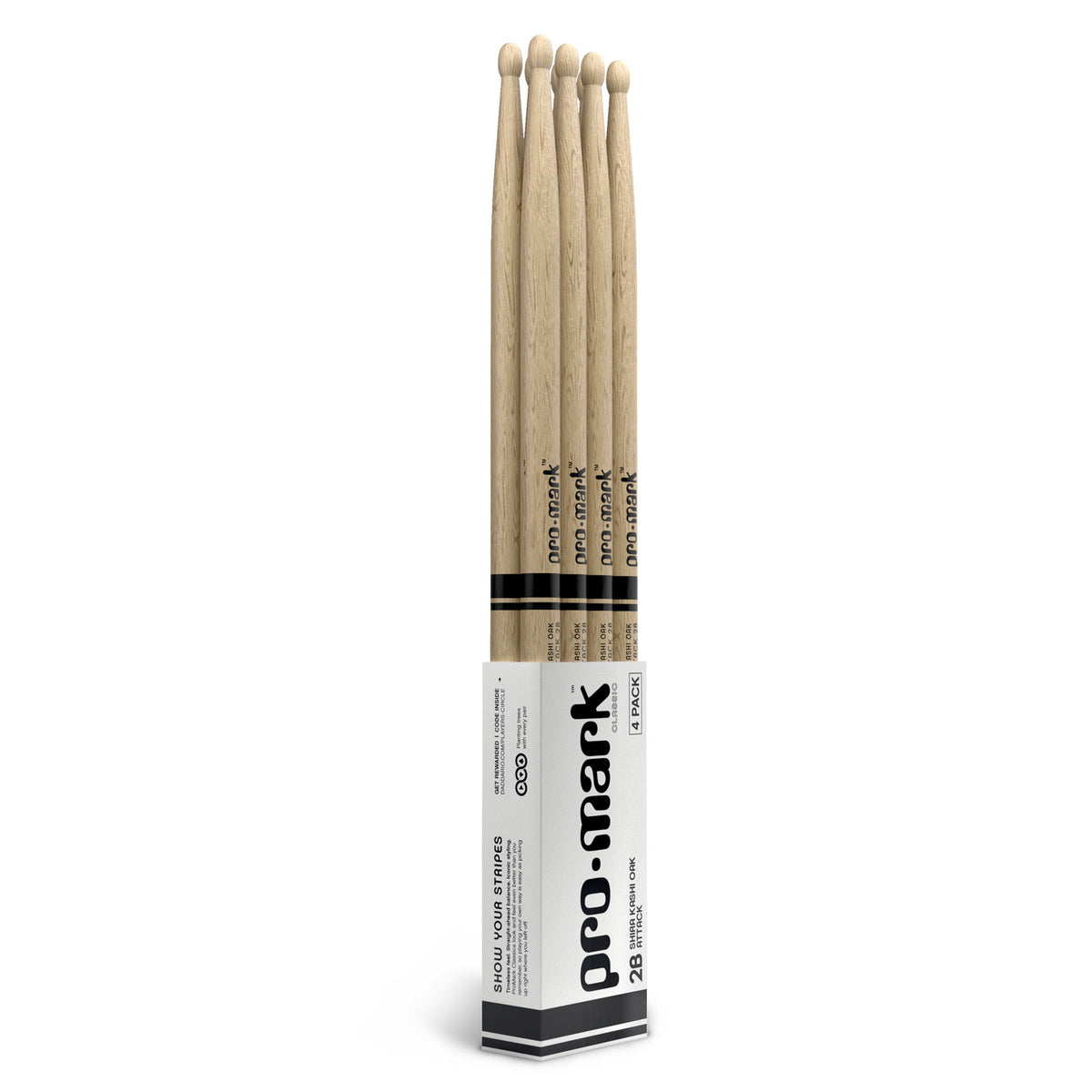 Promark PW2BW-4P Classic Attack 2B Shira Kashi Eikenhout Ovale Tip 4 Paar