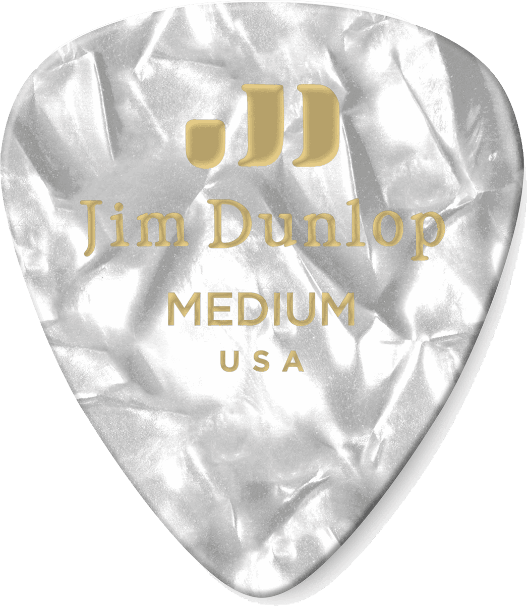 12 x middelgrote plectrums van wit parelmoer celluloid