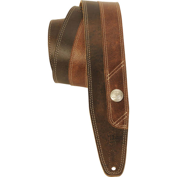 Levys 6.5 CM LEATHER AND SOFT SUEDE BACK DOUBLE STITCHING VINTAGE BUFFALO SERIES - DARK BROWN