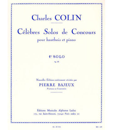 Bajeux / Colin - Celebre Solo De Concours N°1 Op.33 - Hautbois et Piano