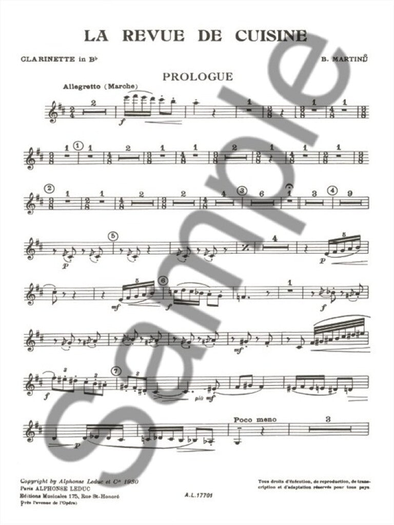 Martinu Bohuslav - La Revue De Cuisine - Suite Pour Orchestre - Partition & Parties Separees