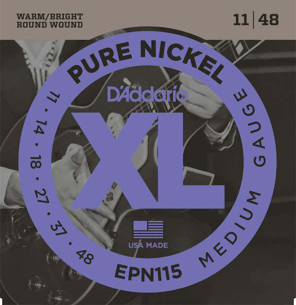 D'ADDARIO EPN115 PURE NICKEL ELECTRIC GUITAR STRINGS BLUES/JAZZ ROCK 11-48