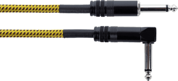 Gitaarkabel Jack Recht /Haaks 5 M Tweed Geel