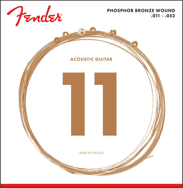 Fender PHOSPHOR BRONZE ACOUSTIC GUITAR STRINGS BALL END 60CL .011-.052 GAUGES (6)