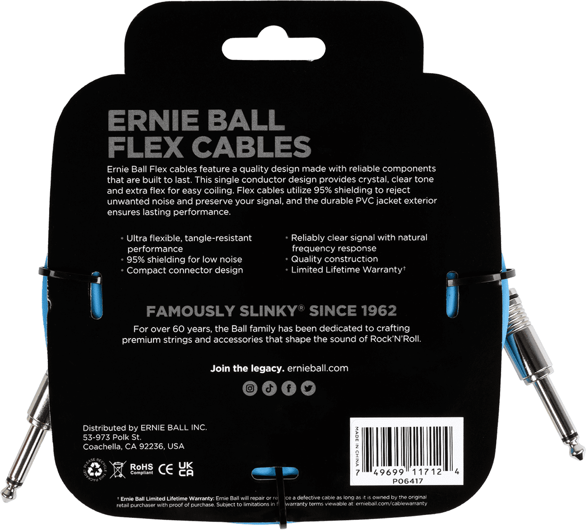 Instrumentkabels Flex Jack/jack 6M Blauw