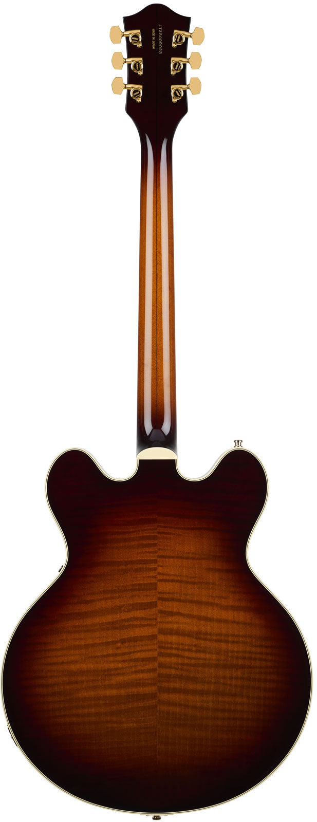 Broadkaster LX Gevlamd centerblok EBO Havana Burst