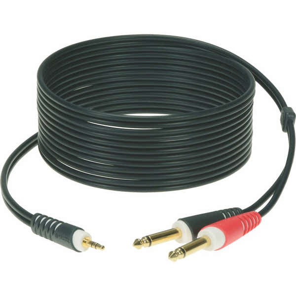 Klotz CABLE Y BLACK 2M MINI JACK 3P - 2X JACK 2P GOLD CONTACT
