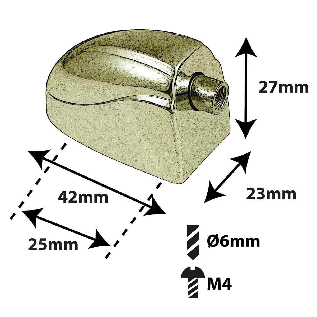 L20BD-BR Bassdrum-Spanblok 25mm Goud X1