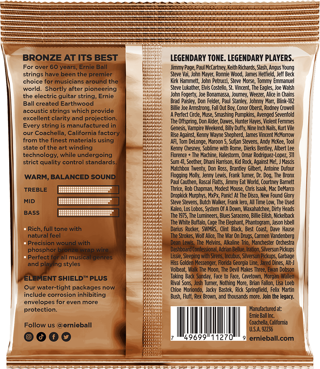 CORDES EARTHWOOD PHOSPHORE BRONZE CUSTOM MEDIUM 12,5-56 - PACK DE 3