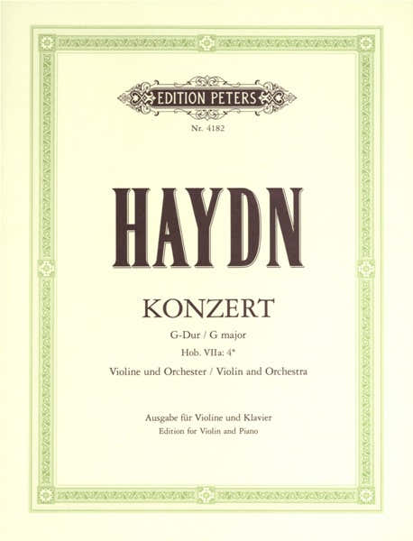 Edition Peters Haydn Joseph - Concerto No.2 In G Hob.viia/4 - Violin And Piano