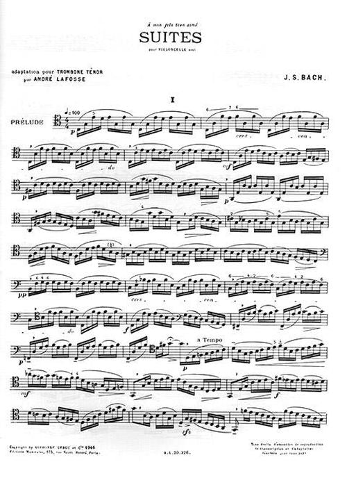 Lafosse Andre - Suites De Bach Pour Trombone Ténor