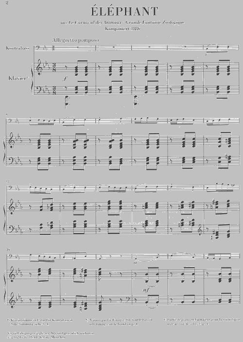 SAINT-saens C. - "elephant" From "the Carnival Of The Animals" For Double Bass And Piano