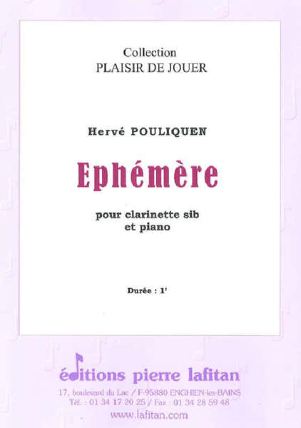 POULIQUEN HERVE - EPHEMERE - CLARINETTE ET PIANO