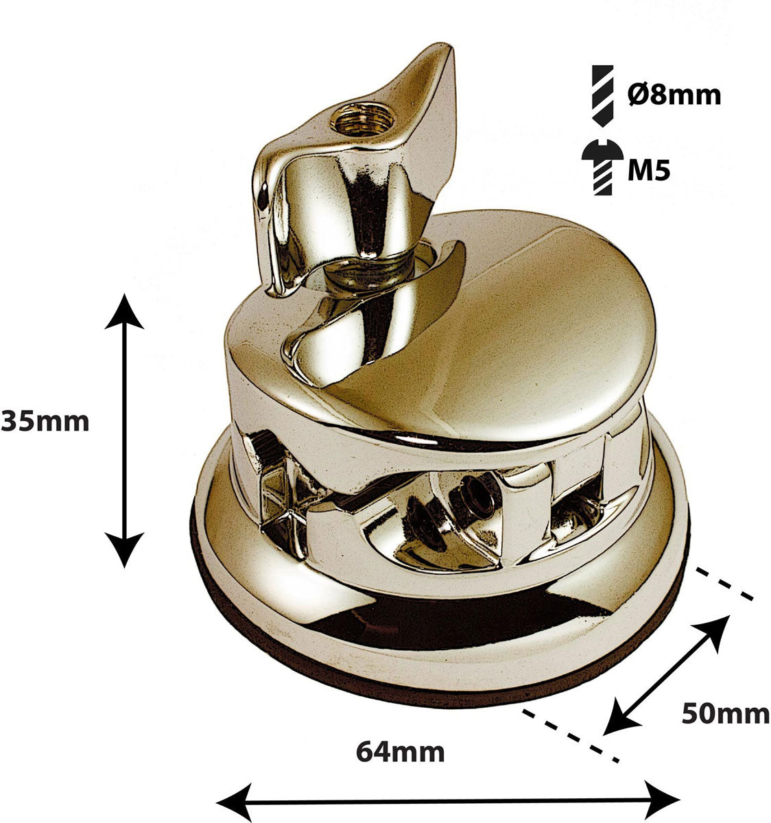 TB5BR - Ronde Deluxe Tom / Floortomhouder 50mm - Messing (x1)