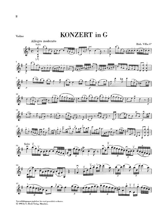 Haydn J. - Concerto For Violin And Orchestra G Major Hob. Viia:4