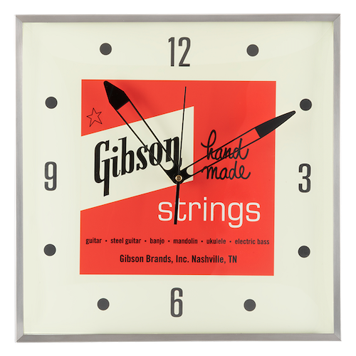 Gibson Accessories Home Office And Studio Gibson Vintage Lighted Wall Clock - Handmade Strings Sign
