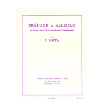 BOZZA E. - PRELUDE ET ALLEGRO - CONTREBASSE (TROMBONE) ET PIANO