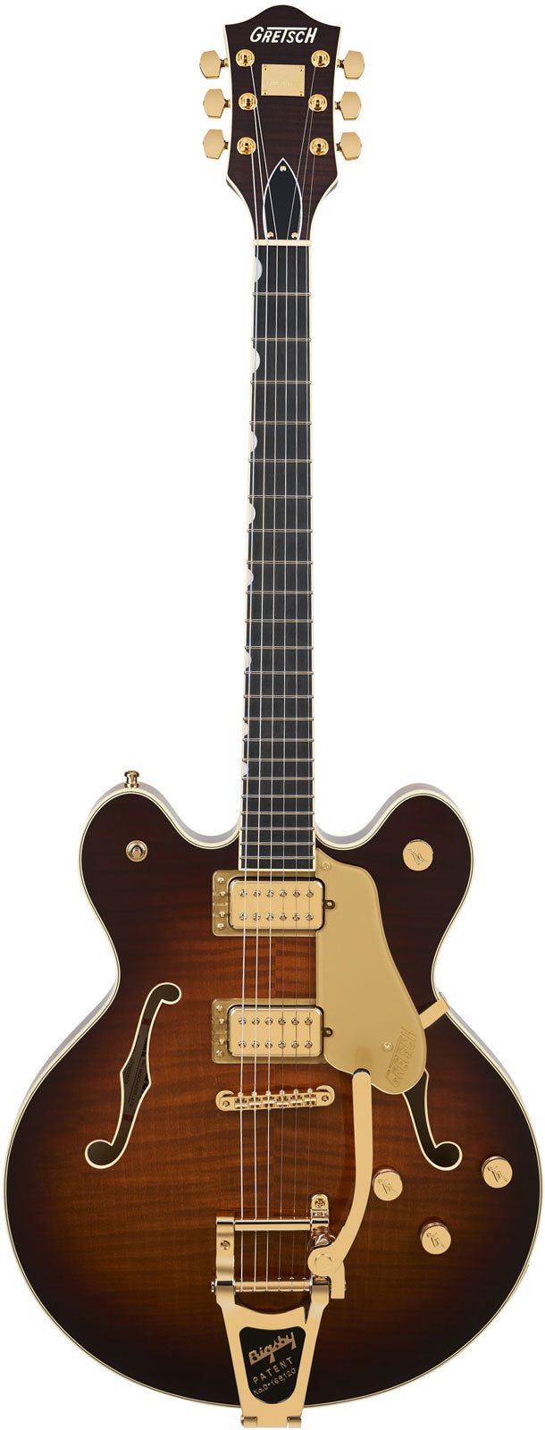 Broadkaster LX Gevlamd centerblok EBO Havana Burst