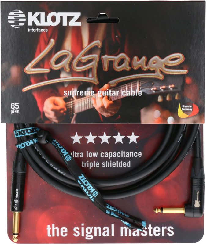 LA-grange Instrumentkabel Zwart 3M Mono Jack - Haakse Mono Jack Goudcontact