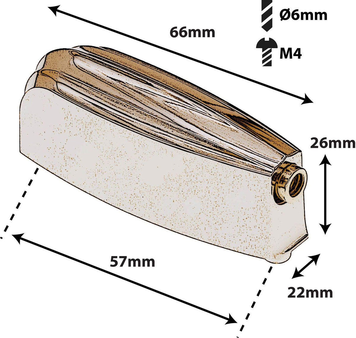 L23BD-BR Bassdrum-Spannblok 57mm Goud X1