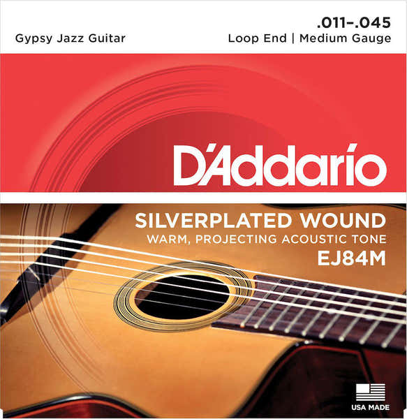 D'ADDARIO EJ84M GYPSY JAZZ ACOUSTIC GUITAR STRINGS LOOP END MEDIUM 11-45